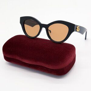 NEW GUCCI SUNGLASSES ROUND BLACK WOMEN GUCCI GG0957S 003